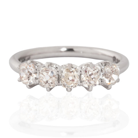 1.05ctw Old Mine Cut Diamond 5-Stone Band