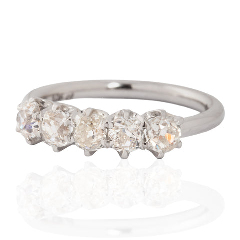 1.05ctw Old Mine Cut Diamond 5-Stone Band