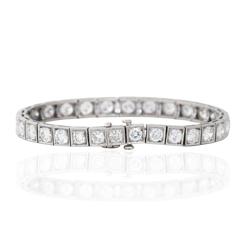 10.00ctw Vintage Round Cut Diamond Block Bracelet