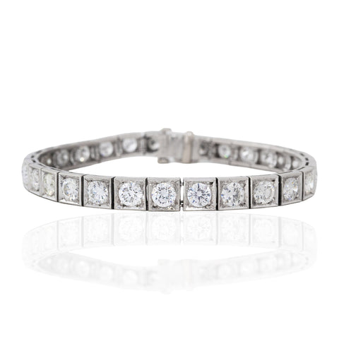 10.00ctw Vintage Round Cut Diamond Block Bracelet