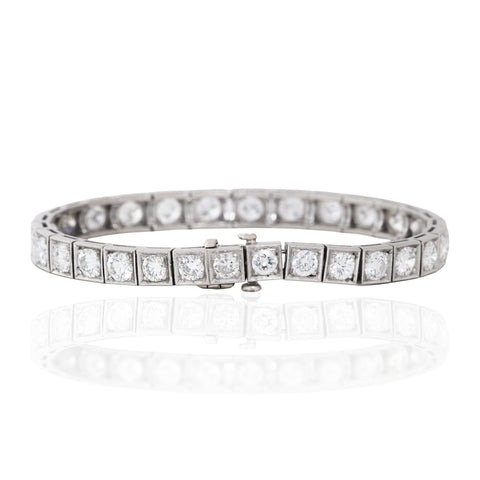 10.00ctw Vintage Round Cut Diamond Block Bracelet