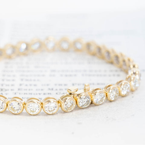 10.01ctw Old European Cut Diamond Bezel Tennis Bracelet