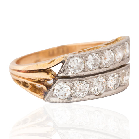 1.00ctw Antique Old European Cut Diamond Double Row Ring