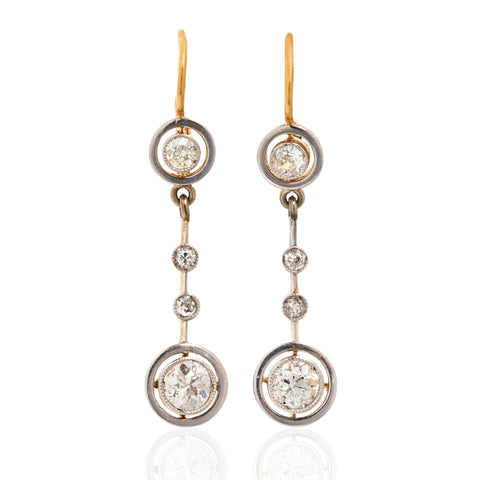 1.00ctw Edwardian Old European Cut Diamond Drop Earrings