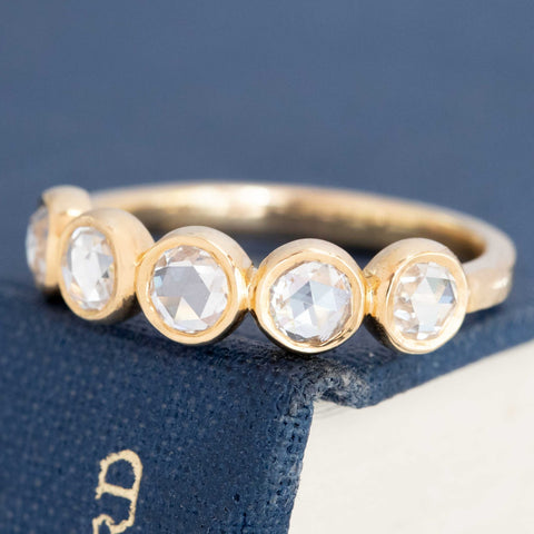 1.00ctw Rose Cut Diamond 5-Stone Bezel Band