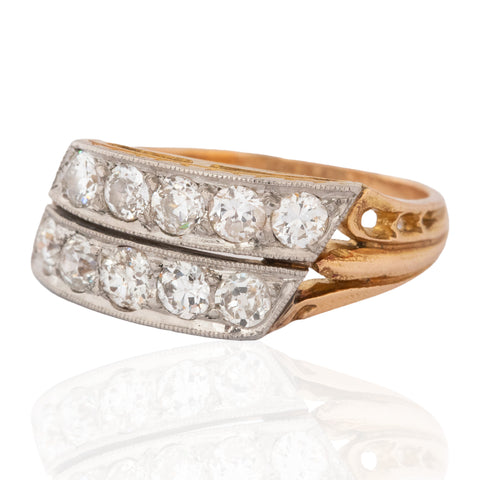 1.00ctw Antique Old European Cut Diamond Double Row Ring