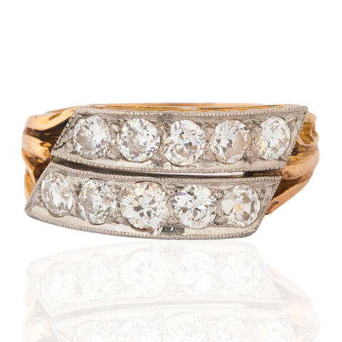 1.00ctw Antique Old European Cut Diamond Double Row Ring