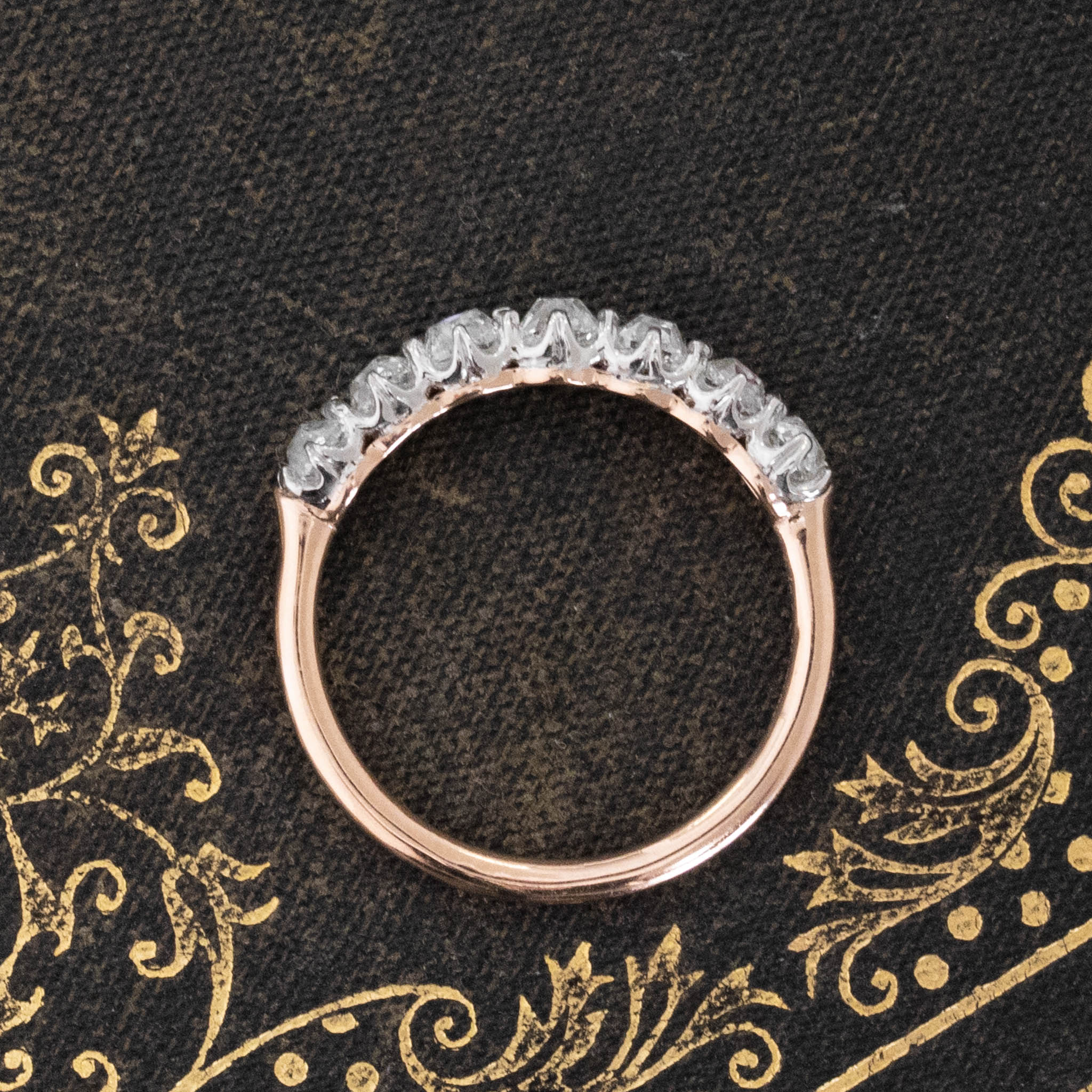1.01ctw Old Mine Cut Diamond 7-Stone Band - Top View