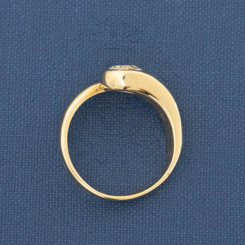 1.02ct GIA K VS1 old European cut diamond bypass ring with pave diamonds, 18K yellow gold – alternate view 5