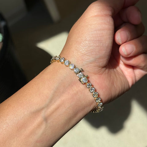 10.30ctw Old European Cut Diamond Bezel Tennis Bracelet