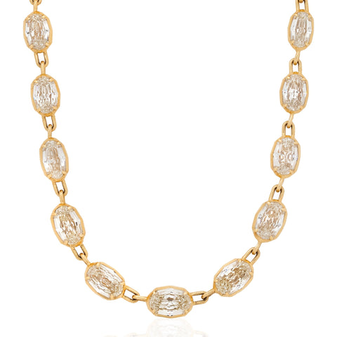 10.30ctw Oval Step Cut Diamond Bezel Chain Necklace