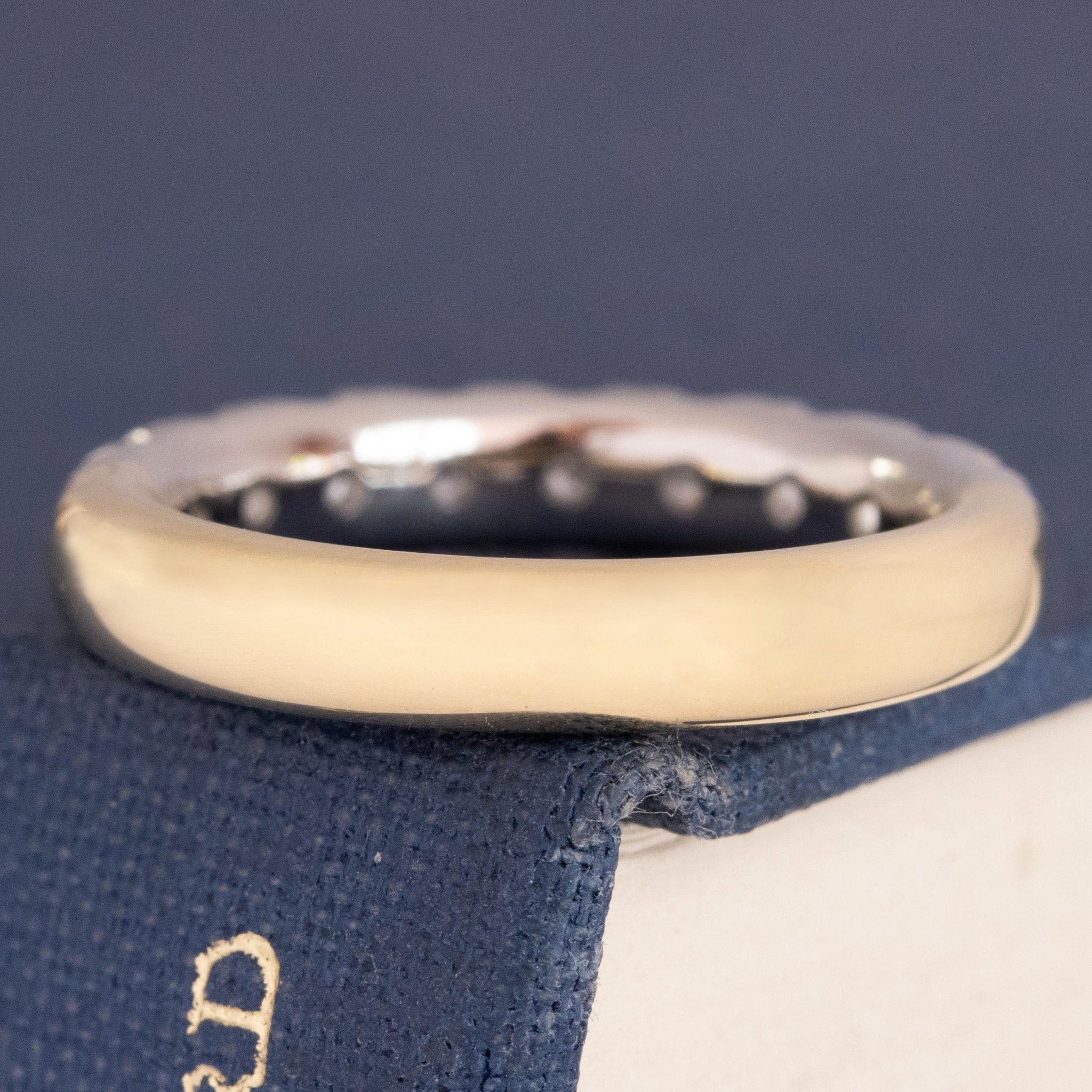 Back view of 1.03ctw Old European Cut Diamond Yin-Yang Half Eternity Band, vintage-inspired band with Old European Cut Diamonds, crafted in yellow gold