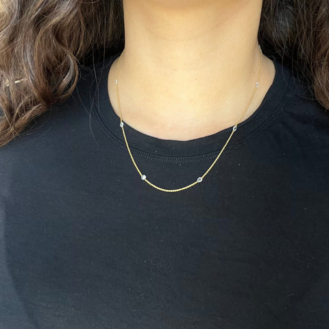 1.04ctw Round Rose Cut Diamond Station Necklace