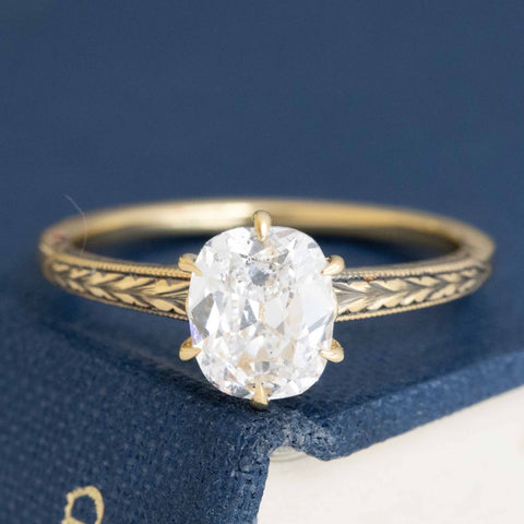 1.05ct Old Mine Cut Diamond Solitaire, GIA E SI1