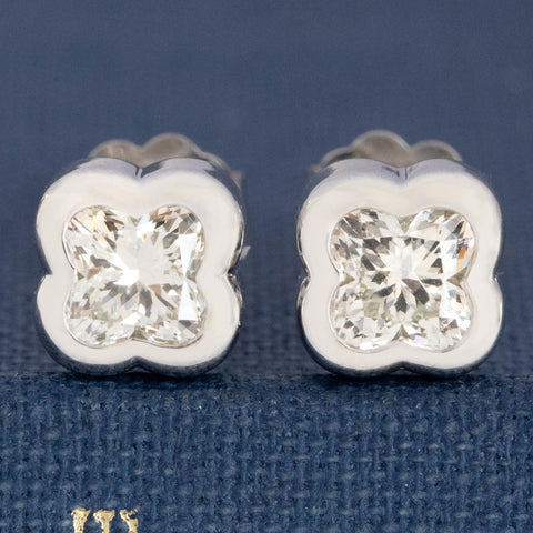 1.05ctw Lily Cut Diamond Bezel Stud Earrings