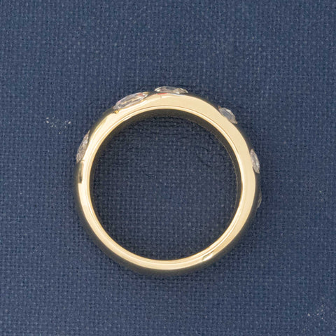 Side view of 1.05ctw Mixed Rose Cut Diamond Scatter Band, natural Earth-mined Antique Diamonds in yellow gold