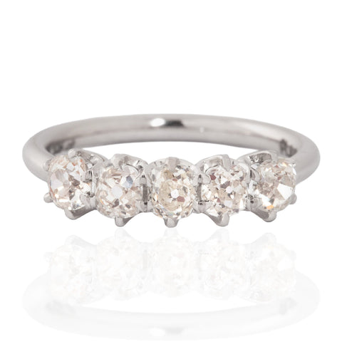 1.05ctw Old Mine Cut Diamond 5-Stone Band