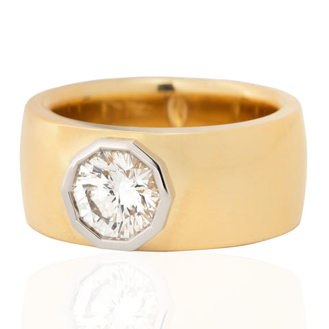 1.06ct Decagonal Cut Diamond Bezel Wide Ring, GIA