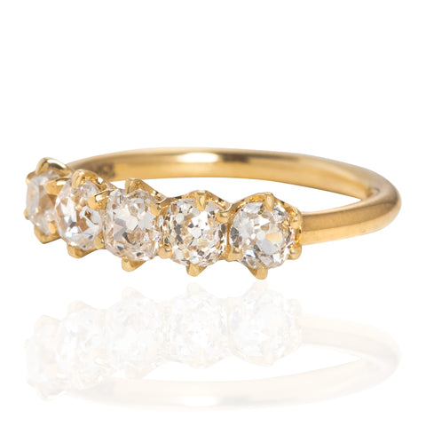 1.06ctw Old Mine Cut Diamond 5-Stone Band