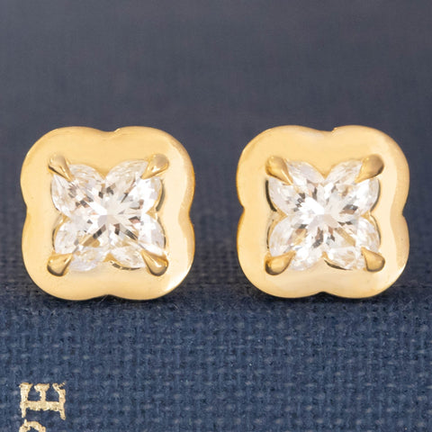 1.07ctw Lily Cut Diamond Bezel Stud Earrings