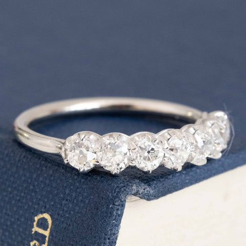 1.08ctw old European cut diamond seven-stone half hoop band in platinum – alternate view 3