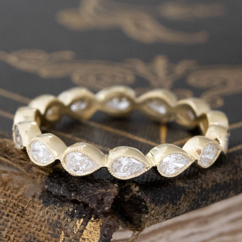 1.08ctw Pear Cut Diamond Bezel Eternity Band
