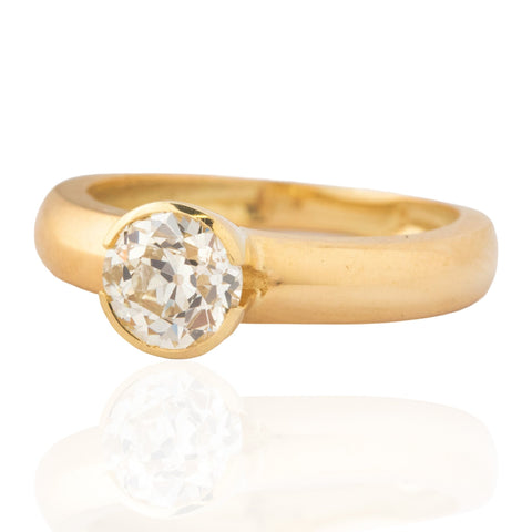 1.10ct Old European Cut Diamond Bezel Solitaire, French