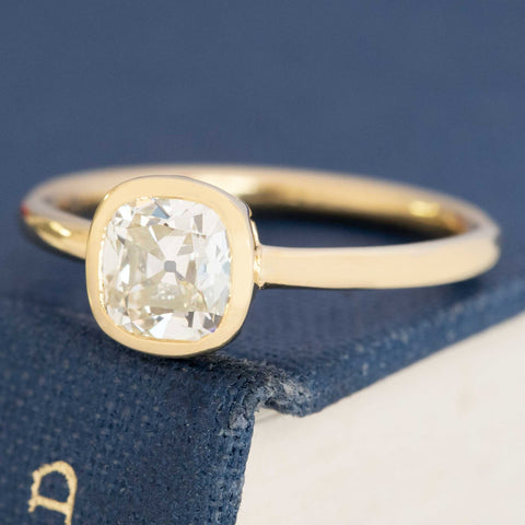 1.10ct Old Mine Cut Diamond Bezel Solitaire, GIA