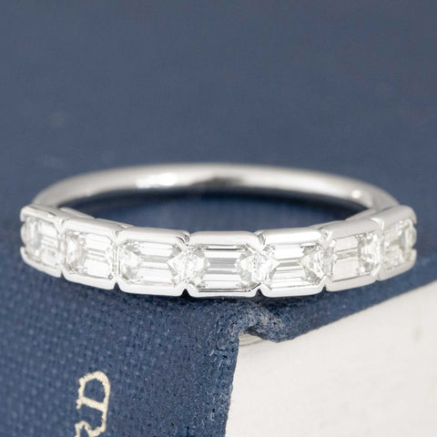 1.10ctw Emerald Cut Diamond Bezel Half-Hoop Band