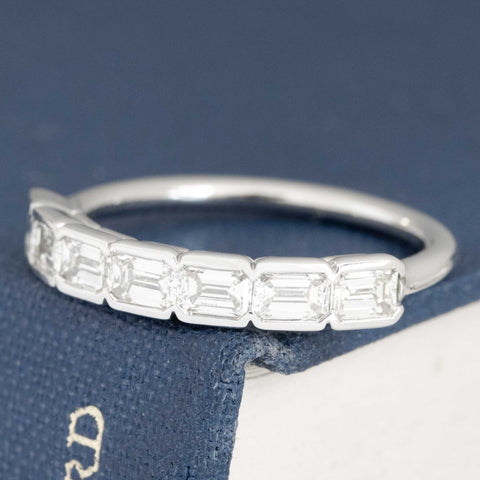 1.10ctw Emerald Cut Diamond Bezel Half-Hoop Band