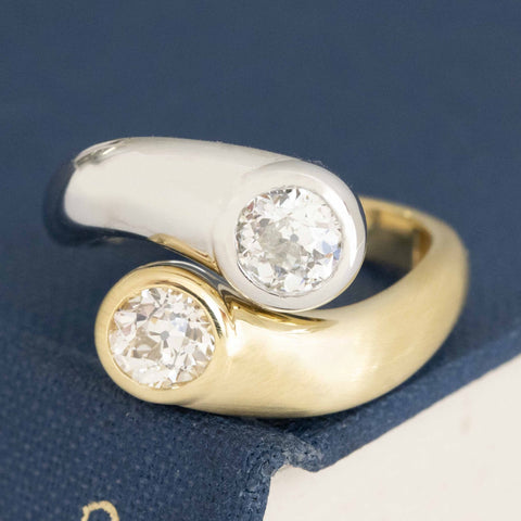1.10ctw Old European Cut Diamond Toi et Moi, GIA