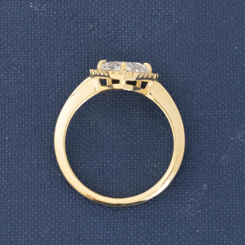 1.12ctw Shield Rose Cut Diamond Halo Ring
