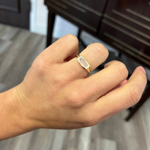 1.13ct Octagonal Step Cut Diamond Bezel Ring
