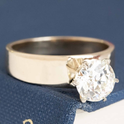 1.14ct GIA K VS2 old European cut diamond in a vintage 1980s wide shank solitaire, 14K white and yellow gold – alternate view 3