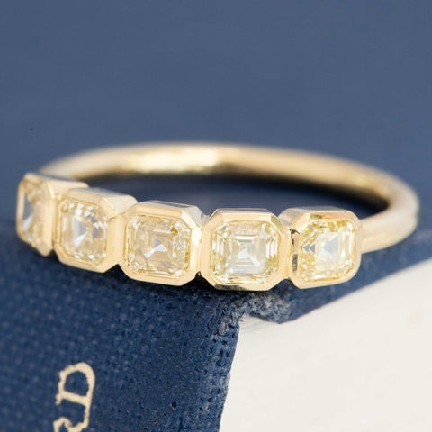 1.14ctw Fancy Yellow Asscher Cut Diamond Bezel Band
