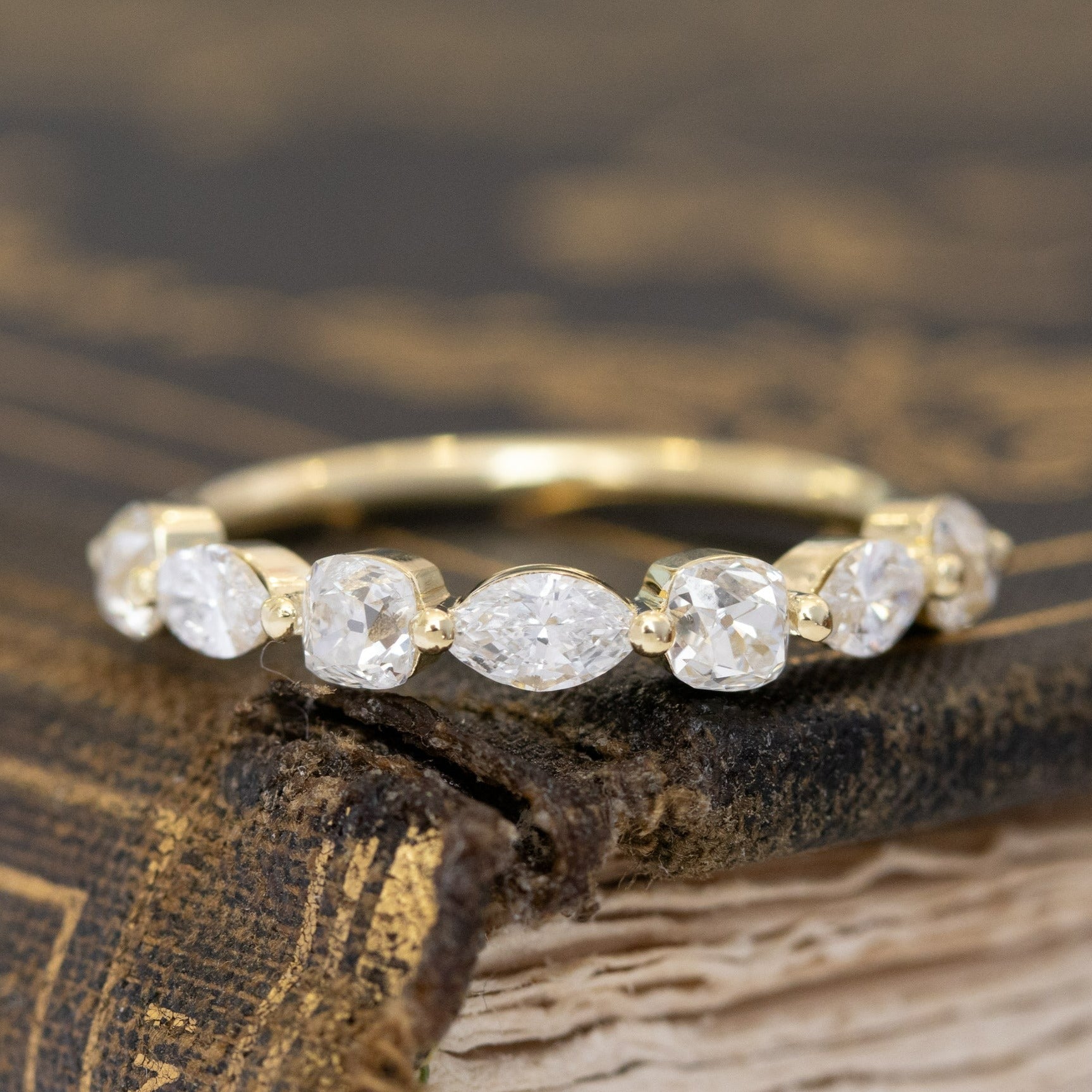 1.14CTW MIXED MARQUISE & OLD MINE CUT DIAMOND BAND