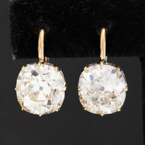11.64ctw Old Mine Cut Diamond Dormeuse Earrings, GIA