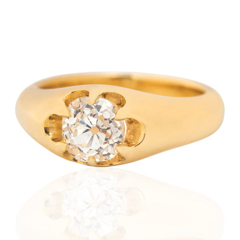 1.16ct Old Mine Cut Diamond Belcher Solitaire, GIA