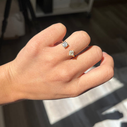 1.17CTW OLD EUROPEAN & FRENCH CUT DIAMOND TOI ET MOI