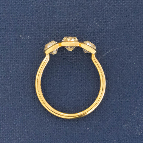 1.19ctw Old Mine Cut Diamond Bezel Trilogy Ring