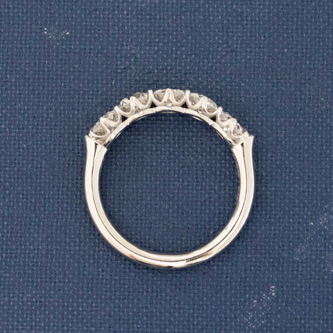 Side view of 1.20ctw Old European Cut Diamond 5-Stone Band, natural Earth-mined Old European Cut Diamonds in platinum