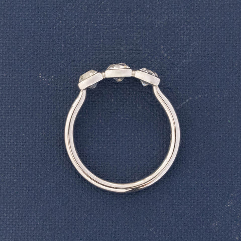 1.21ctw Old Mine Cut Diamond Bezel Trilogy Ring