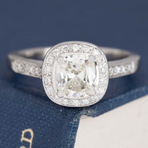1.22ctw Cushion Cut Diamond Halo Ring
