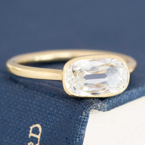 1.24ct Elongated Cushion Cut Diamond Bezel Solitaire, GIA G VS1