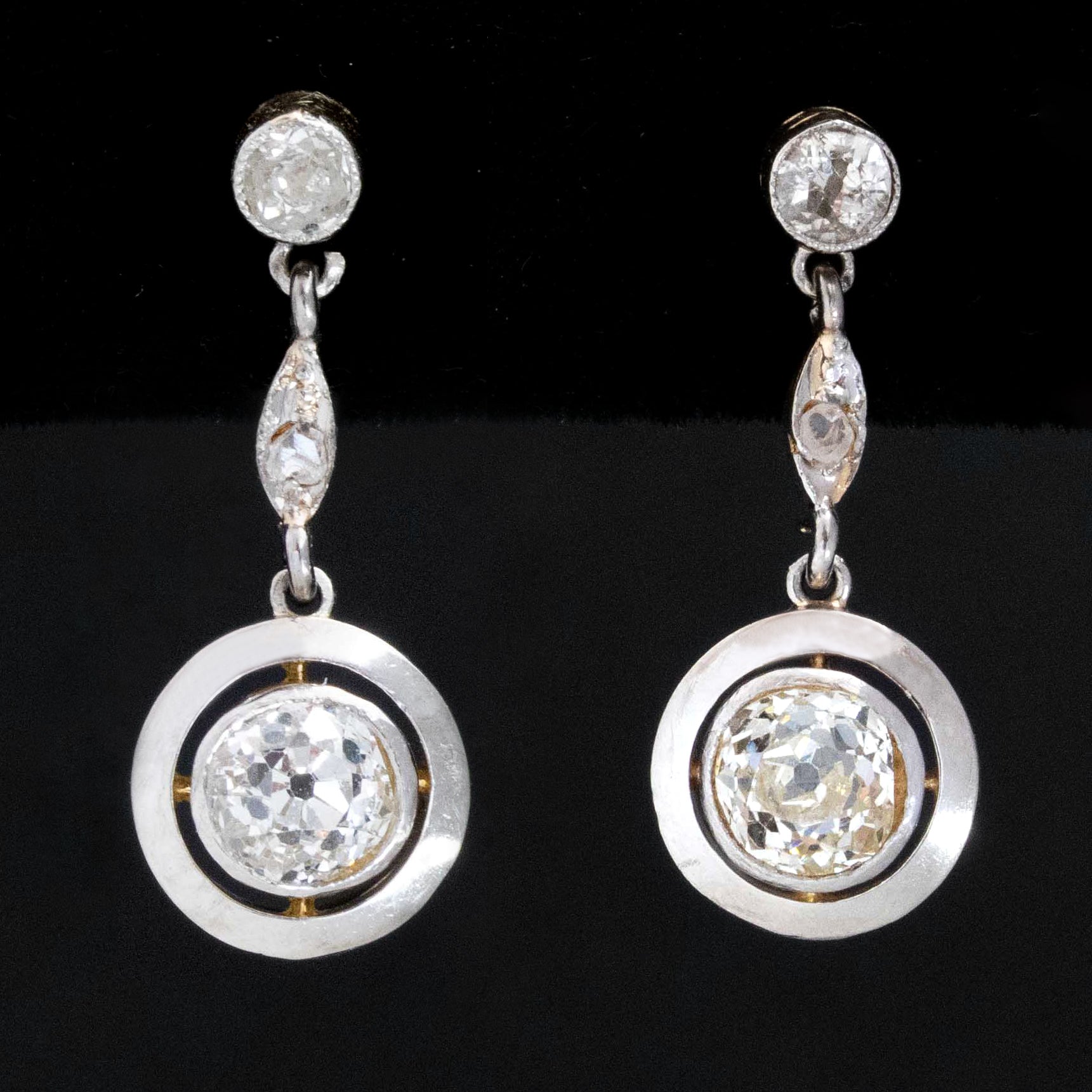 Antique Dormeuse OEC Diamond Earrings