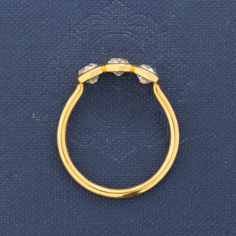1.25ctw Old Mine Cut Diamond Bezel Trilogy Ring