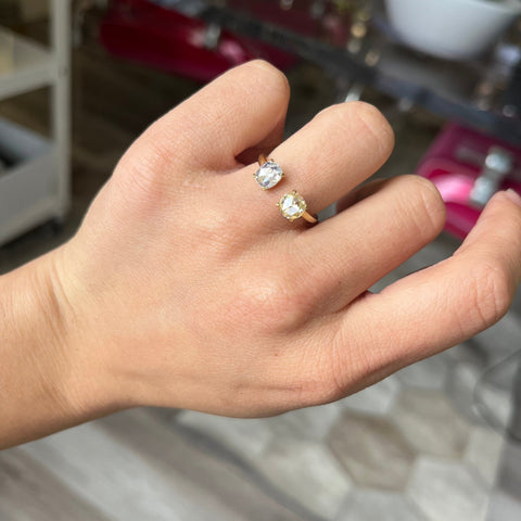 1.25ctw Oval & Round Rose Cut Diamond Toi et Moi