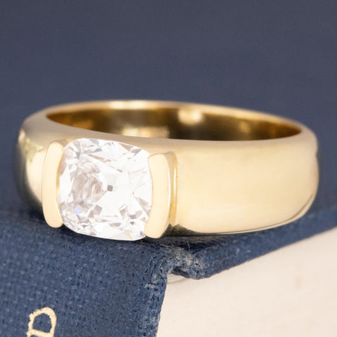 1.26ct Old Mine Cut Diamond Half Bezel Solitaire
