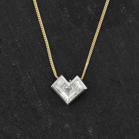 1.27ct Step Cut Diamond Heart Pendant, GIA N VS1