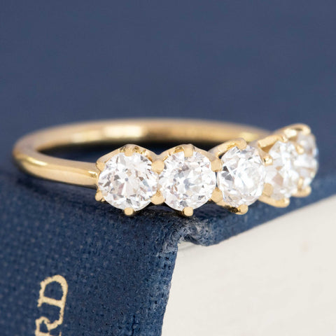1.27ctw Old European Cut Diamond 5-Stone Half-Hoop Band